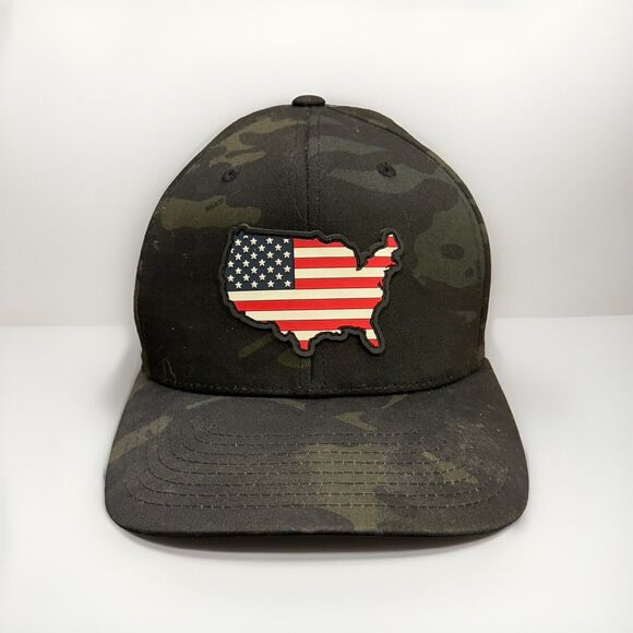 Branded Bills Style 400 Mens Camo USA Flag Fitted Hat Size L/XL Baseball Cap - Picture 1 of 8